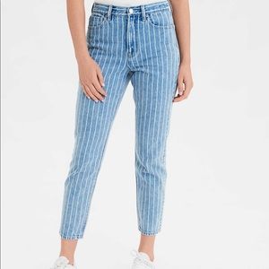 american eagle striped mom jeans